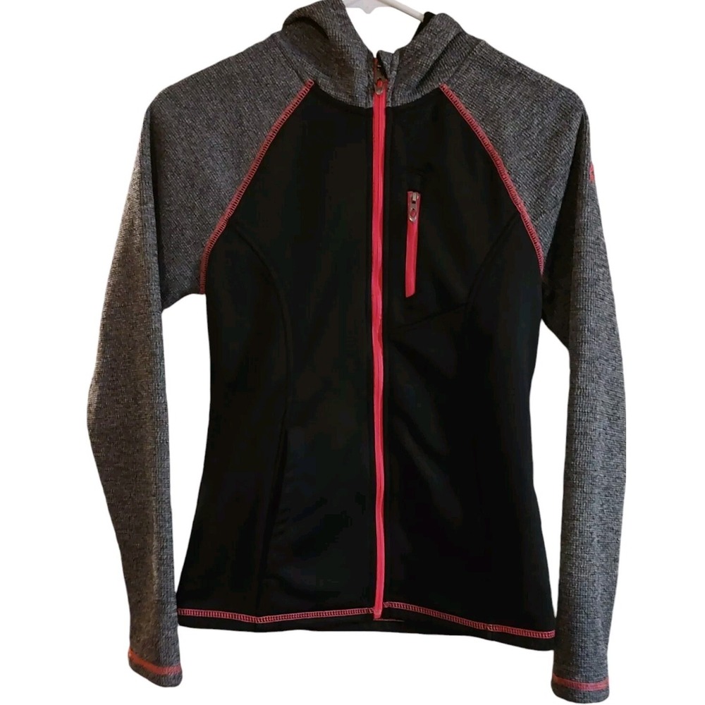 Spyder Alayna Full Zip Jacket Womens Black and Pink Size Small Zip Chest Pocket‎